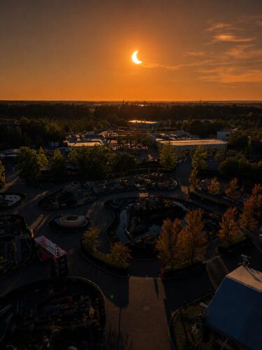 Die Sonnenfinsternis über dem MINILAND im LEGOLAND Deutschland Resor, Fotograf: Luis Baumeister, TMC Media